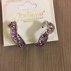 Purple Crystal and Silver Earrings